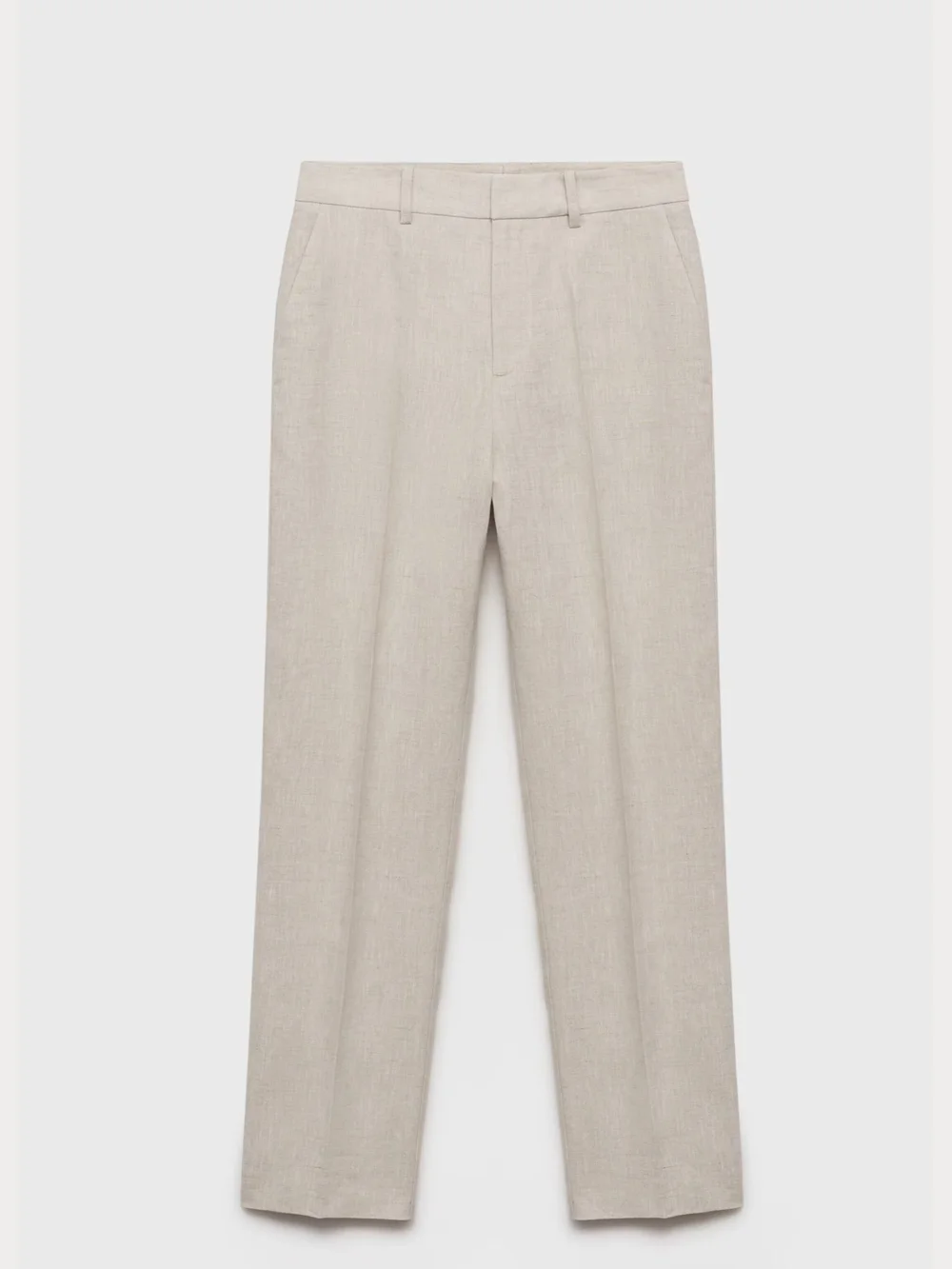 MANGO Suit Linen Trousers Straight Pants Beige High Rise NWOT US 8 EUR 40